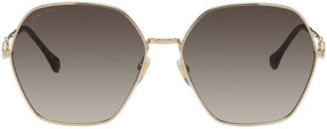 gucci glasses tfc16ba68h|Horsebit aviator sunglasses in gold .